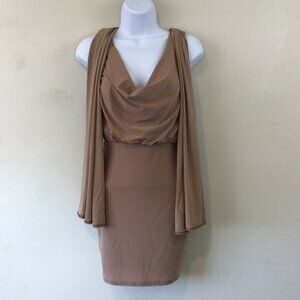 NWT Fashion Nova Tan Shirt Fitted Mini Dress